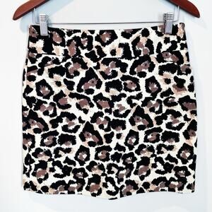 Ann Taylor LOFT Leopard Print Mini Skirt Size 2 Petite